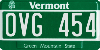 VT license plate OVG454