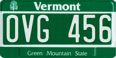 VT license plate OVG456