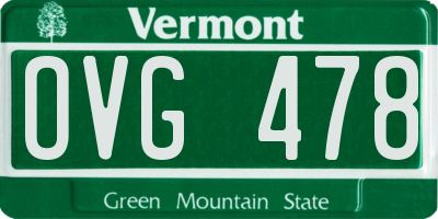 VT license plate OVG478