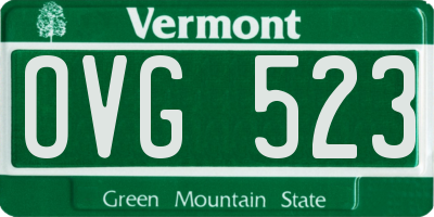 VT license plate OVG523