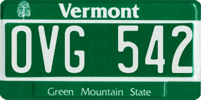 VT license plate OVG542