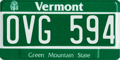 VT license plate OVG594