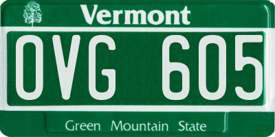 VT license plate OVG605