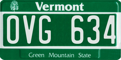 VT license plate OVG634