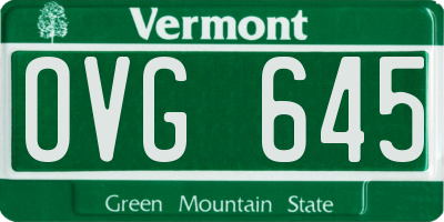 VT license plate OVG645