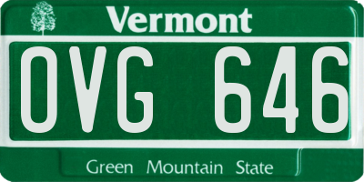 VT license plate OVG646