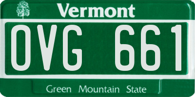 VT license plate OVG661
