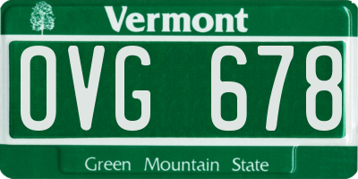 VT license plate OVG678