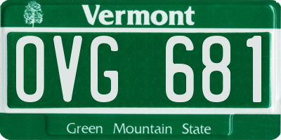 VT license plate OVG681