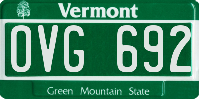 VT license plate OVG692