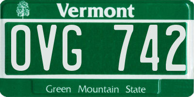 VT license plate OVG742