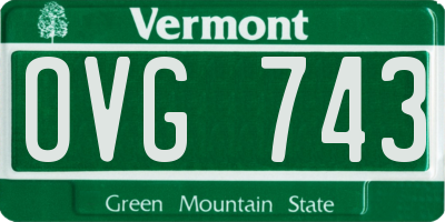 VT license plate OVG743