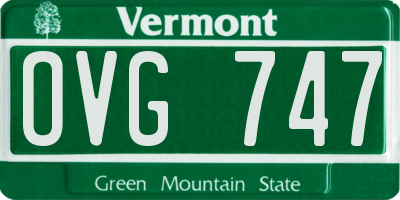 VT license plate OVG747