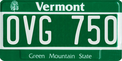 VT license plate OVG750