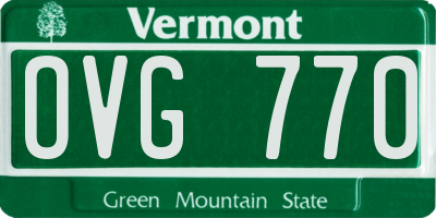 VT license plate OVG770