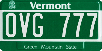 VT license plate OVG777