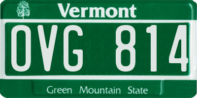 VT license plate OVG814