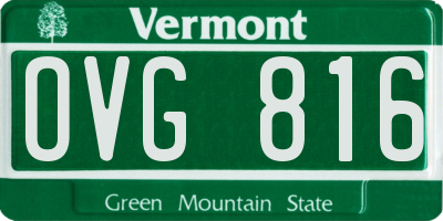 VT license plate OVG816