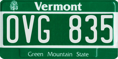 VT license plate OVG835