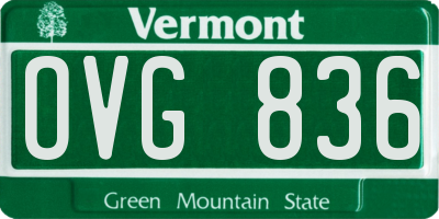 VT license plate OVG836