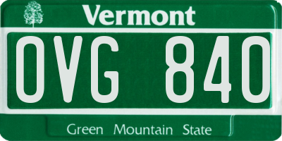 VT license plate OVG840