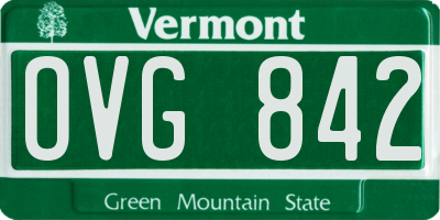 VT license plate OVG842
