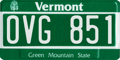 VT license plate OVG851