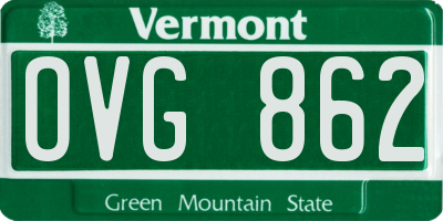 VT license plate OVG862