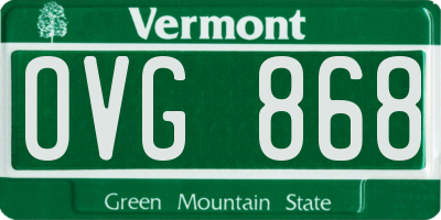 VT license plate OVG868