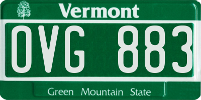 VT license plate OVG883
