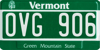 VT license plate OVG906