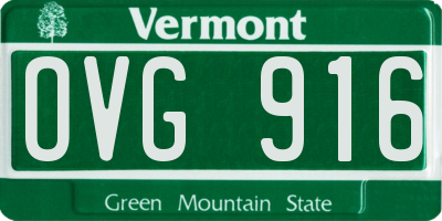 VT license plate OVG916