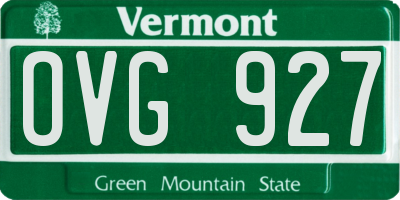 VT license plate OVG927