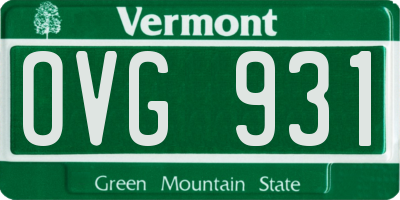 VT license plate OVG931