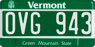 VT license plate OVG943