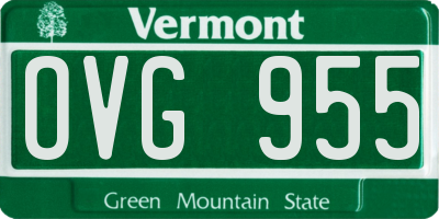 VT license plate OVG955