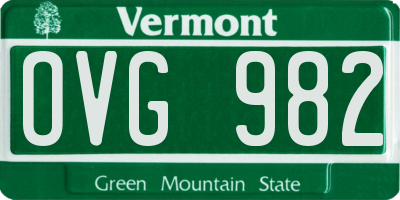 VT license plate OVG982