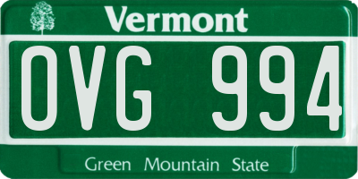 VT license plate OVG994