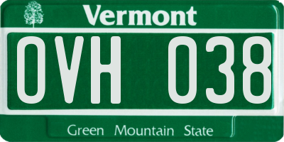 VT license plate OVH038
