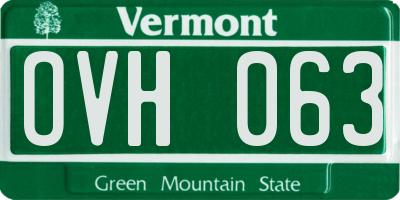 VT license plate OVH063