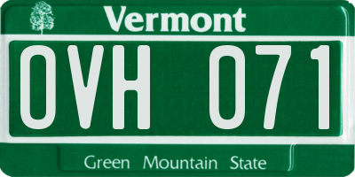 VT license plate OVH071