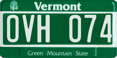 VT license plate OVH074