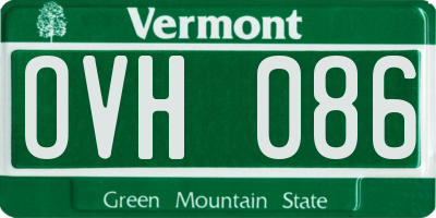 VT license plate OVH086