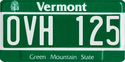 VT license plate OVH125