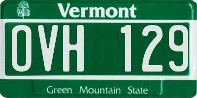 VT license plate OVH129