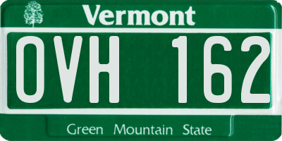 VT license plate OVH162