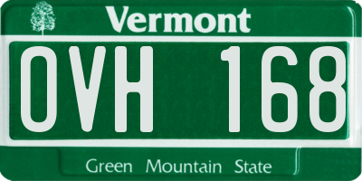 VT license plate OVH168