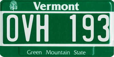 VT license plate OVH193