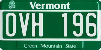 VT license plate OVH196