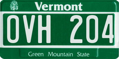 VT license plate OVH204